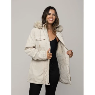 Jaqueta Feminina Parka Com Pelos Tam P M G