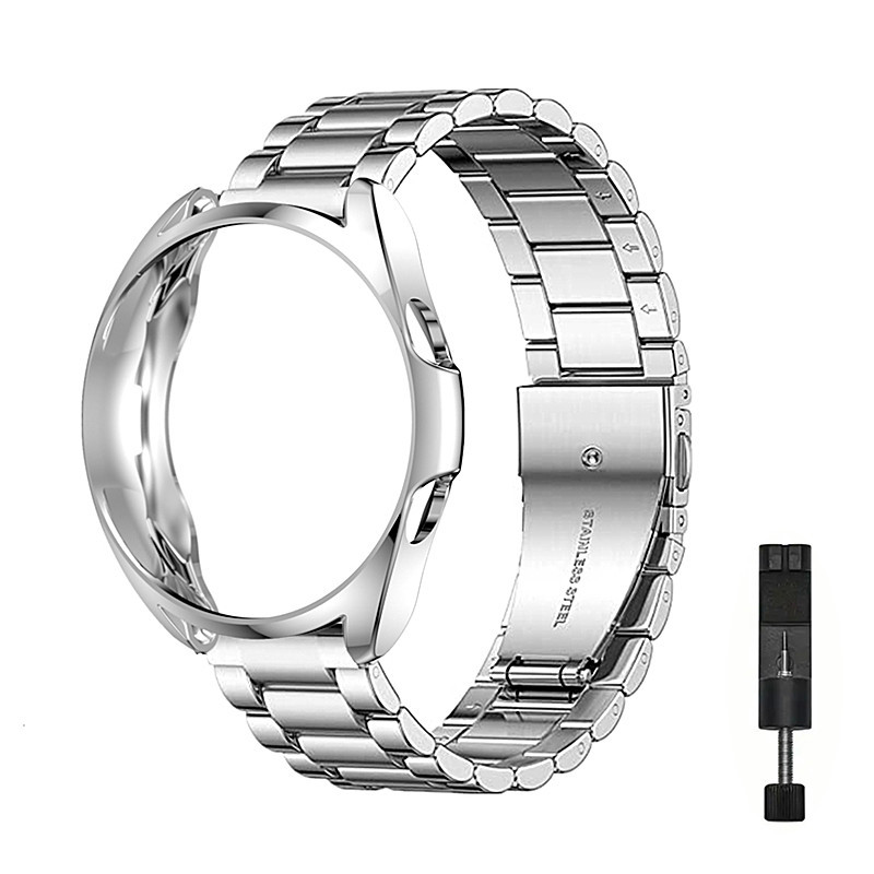 Band + Case Para Relógio Samsung Galaxy 6 5 4 44mm 40mm Cobertura Macia De TPU Cinta De Aço Inoxidável