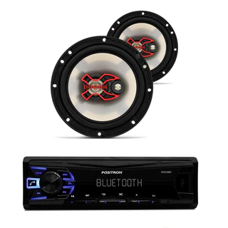 Par Alto-Falantes B3X60 X Triaxial 6" 50WRMS Bravox + MP3 Player Positron SP2230BT 1 Din BT USB