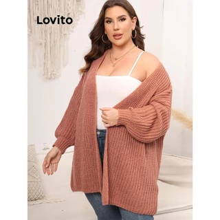 Lovito Suéter básico liso casual plus size Curze para mulheres LNL61353