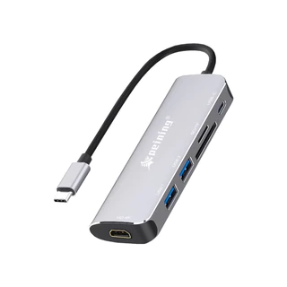 Hub Cabo Tipo C 6 Portas USB HD HDMI 4K Extensor
