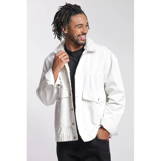 Jaqueta Masculina Sarja Trucker Polo Wear Off White
