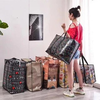 Sacolão Bolsa com Ziper Resistente para Viagens, Compras Estampas Sortidas.