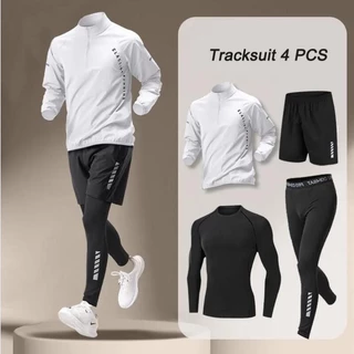 Jaqueta Seca Rápida Masculina De 4 Peças Para O Exterior Conjuntos De Corrida Fitness Calças De Jogging Sports Clothes Sportswear