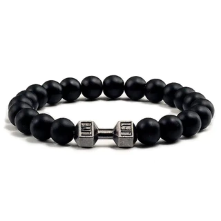 Pulseira Halteres Bolinha Fosco Live Pedra Descolado Hippie