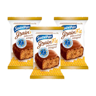 Kit 10un Pão de Mel GrainFit com Chocolate Meio Amargo 35g Suavipan