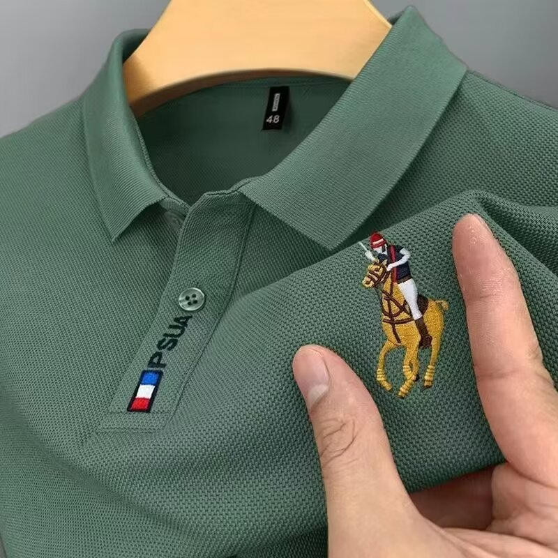 Nova Camiseta De Manga Curta Masculina Solta com Colarinho De Polo De Alta Qualidade , Bonita Instagram Trend