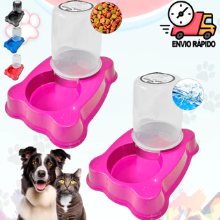 Kit 2 Comedouro/Bebedouro Dupla Função Dispenser Dosador 1,35kg Ração/1,5 Litros Água Cães E Gatos