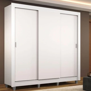 Guarda Roupa Casal Madesa Mônaco 3 Portas de Correr com Pés - Branco em Oferta na Shopee
