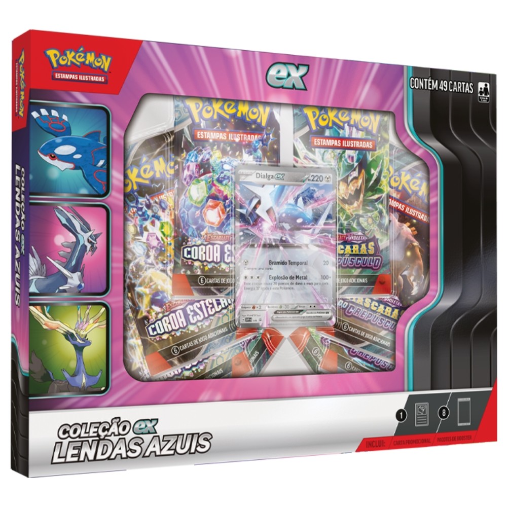 BOX POKÉMON COLEÇÃO LENDAS AZUIS KYOGRE DIALGA XERNEAS EX COPAG
