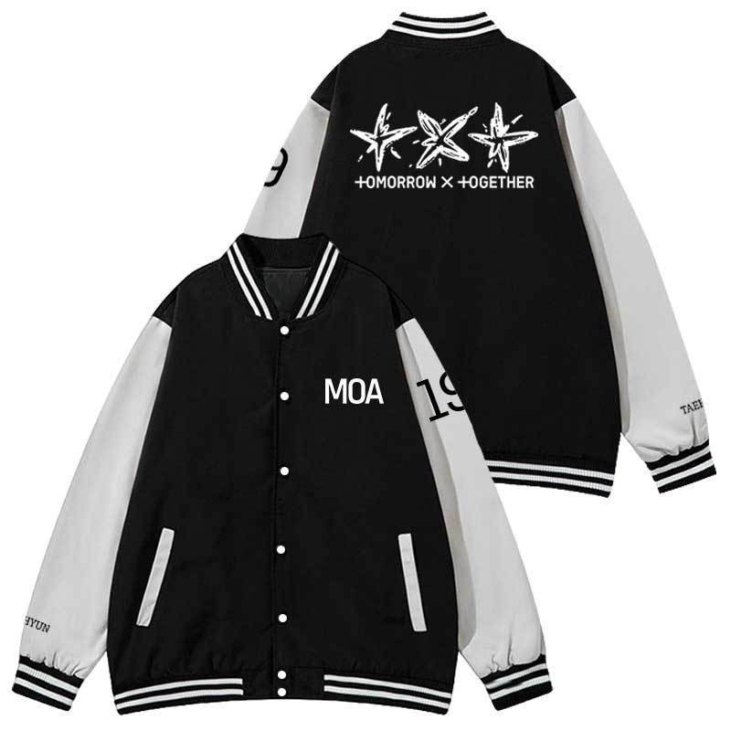 アイドル TXT MOA CAMPUS VARSITY JACKET Jaqueta Uniforme De Beisebol KPOP TXT MOA Merch Unissex Plus Size