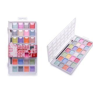 Aquarela Perolizada Picnic - 28 Cores - Estojo + Pincel LeoArte