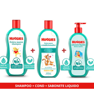 Kit Higiene Huggies Extra Suave Shampoo + Condicionador + Sabonete liquido 200ML bebê em Oferta na Shopee