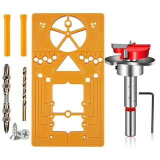 Kit Gabarito Broca Forstner 35mm Limitador Dobradiça Caneco