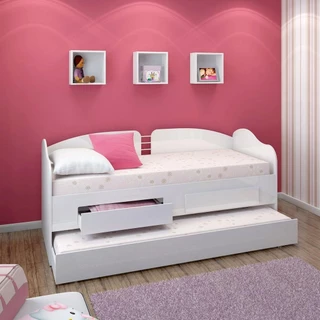 Sofá Cama Solteiro C/ Colchões Ditália Cama Aux CM-08 Branco