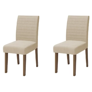 Conjunto Com 2 Cadeiras Estofada Sala de Jantar Onix Creta Cedro / Areia Dobuê