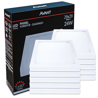 Kit 10 Plafon Led Quadrado 24w Avant Painel Sobrepor Slim