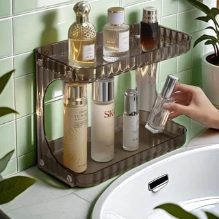 Organizador De Banheiro 2 camadas Prateleira De Maquiagem Acrílica Grande Capacidade Suporte De Cosmético Liptick em Oferta na Shopee