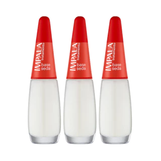 Kit 3 Esmalte Impala Tratamento Base Seda Manicure