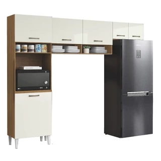 Armário de Cozinha Completa 6 Portas 4 Nichos Aurora Atacama/Off White Aramóveis