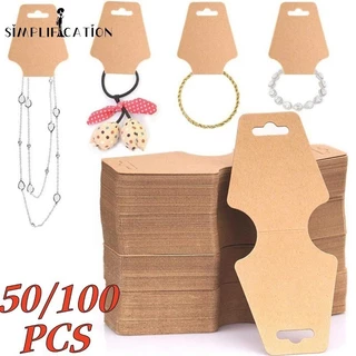 50/100 Pcs Jóias Tags Display Card-Kraft Foldable Blank Preço Tag Papel-Colar Brinco Embalagem