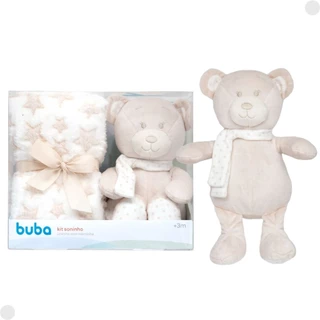 Kit Soninho Ursinho com Mantinha Bege Para Bebês 18069 - Buba