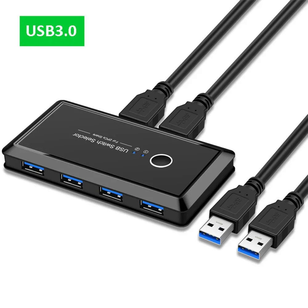 USB KVM Switch USB 3.0 2.0 Switcher KVM Switch para Windows10 PC Teclado Mouse Impressora 2 PCs Compartilhando 4 Dispositivos USB Switch