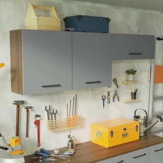 Kit com 2 Armários Aéreos Multiuso 3 Portas Rustic/Cinza Agata Madesa em Oferta na Shopee