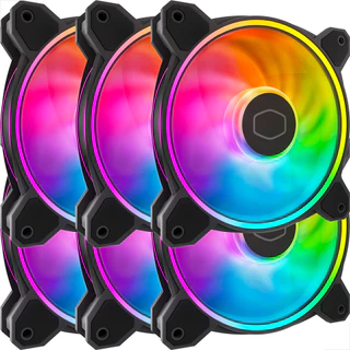 Kit 6 Cooler Master Masterfan PRETO MF120 HALO2 120mm ARGB