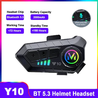Capacete de Motocicleta Bluetooth Y10 Fones de Ouvido 2000Mah Sem Fio Mãos-Livres Água-Resistente