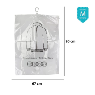 Kit 5 Saco À Vácuo C/ Cabide Organiza Jaqueta Casaco 67X90Cm