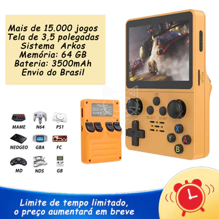 【Envio Do Brasil】R35S Console De Videogame Portátil Retrô,Contém Mais De 15000 Jogos,64GB,Sistema ArkOS