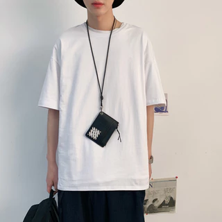 2025 Novo Verão Cleanfit Puro Algodão Masculino Solto Manga Curta Camiseta Na Moda Cor Sólida Topo