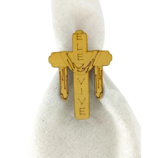 Anel Porta Guardanapo Cruz ELE VIVE - Mdf - Páscoa em Oferta na Shopee