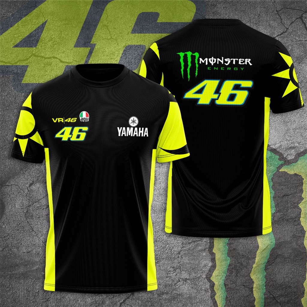 VR46 Yamaha Racing Team Camiseta Verão Manga Curta Casual Homens