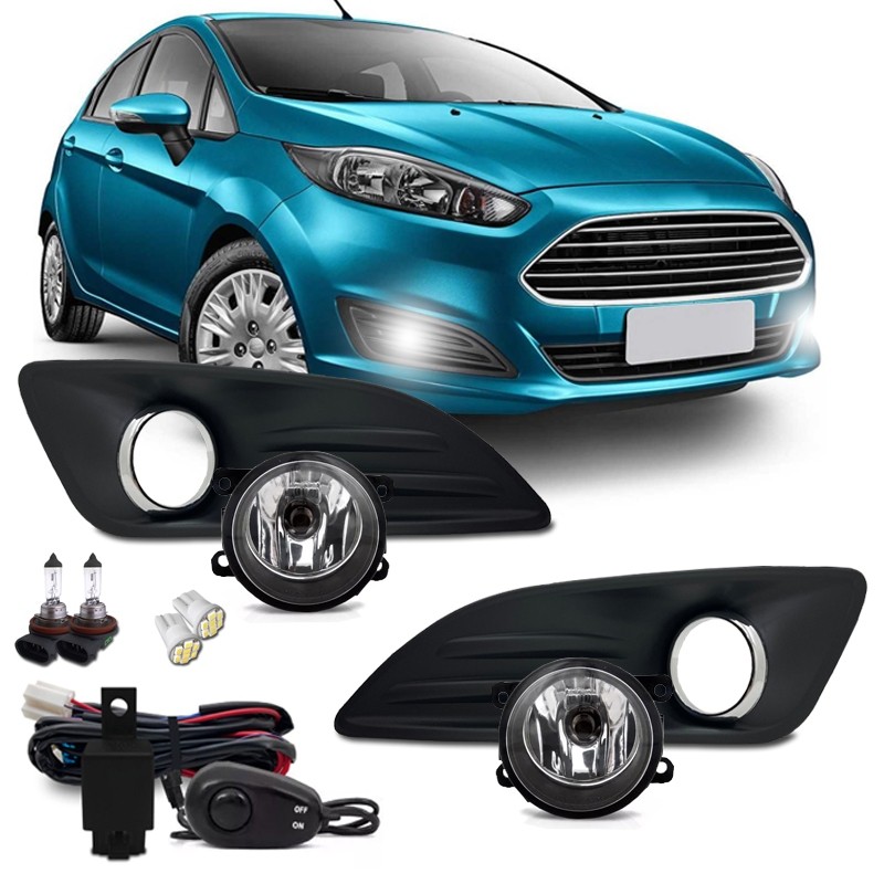 Kit Farol Milha Neblina New Fiesta 2013 2014 2015 Com Moldura E ...