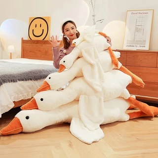 Brinquedo de Pelúcia Ganso Branco Kawaii, Pato Travesseiro Dormir, Almofada 50 CM
