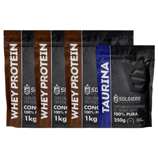 Kit: Whey Protein Concentrado 3Kg + Taurina 250g - 100% Importado - Soldiers Nutrition