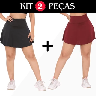 Kit 2 Shorts Saia Rodado Feminino Fitness de Academia