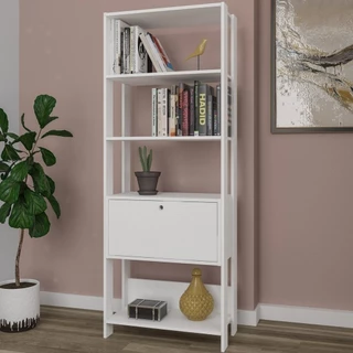 Estante para Livros 4 Prateleiras 1 Porta MDP Industrial Match Branco