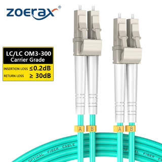 ZoeRax 10/15/20/30m Cabo De Fibra Óptica OM3 (Grau De Suporte) LC UPC Para Duplex 3.0mm 50/125μm 100Gbps Multimode Riser (LSZH)