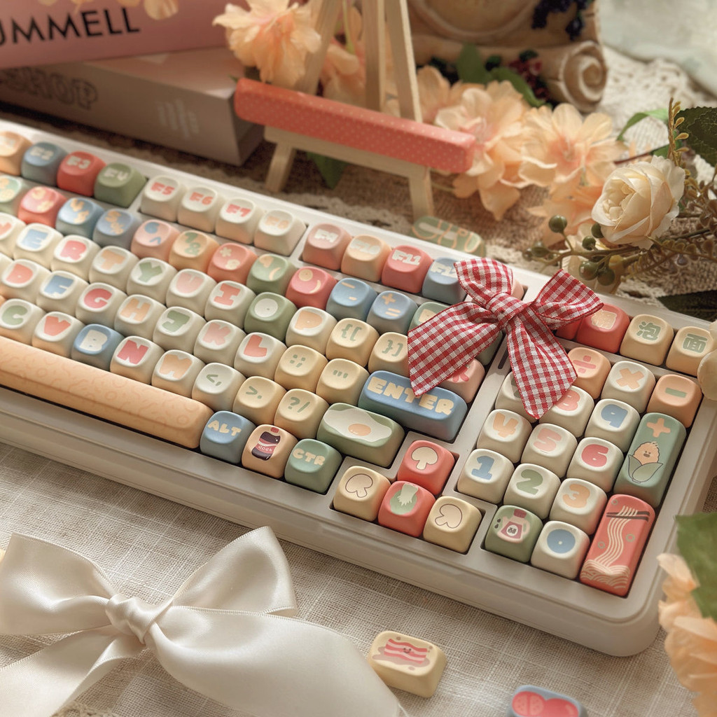 Macarrão Instantâneo Keycap MOA Perfil PBT Sublimação De Tinta De Cinco Lados Teclado Mecânico Cute Creative Personalizado 131 Set