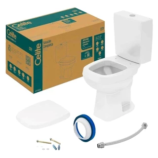 Kit Vaso Sanitário + Caixa Acoplada + Acessórios de Fixação Celite City Plus Branco em Oferta na Shopee
