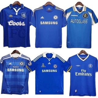 Chelsea 11-12 CFC Camisa de Futebol Retro Em Casa 12-13 CHE Jersey Mangas Compridas