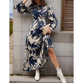 Lovito Vestido casual floral franzido para mulheres LBL11130