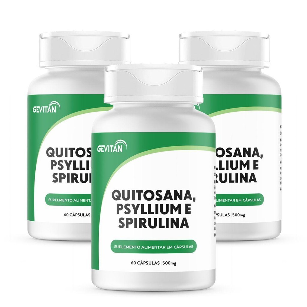 Kit 3x Spirulina Psyllium Quitosana 180 Capsulas 500mg Oferta | Shopee ...