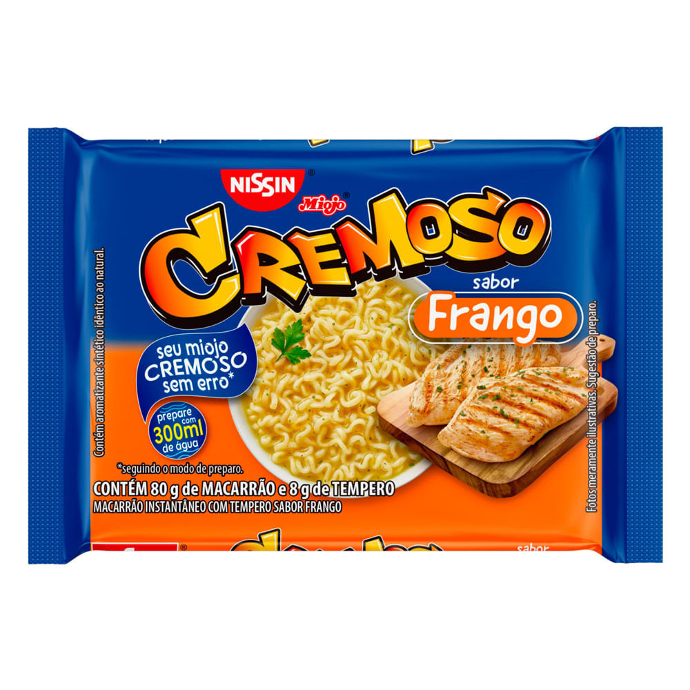 Macarrão Instantâneo Nissin Miojo Cremoso Sabor Frango 80g | Shopee Brasil