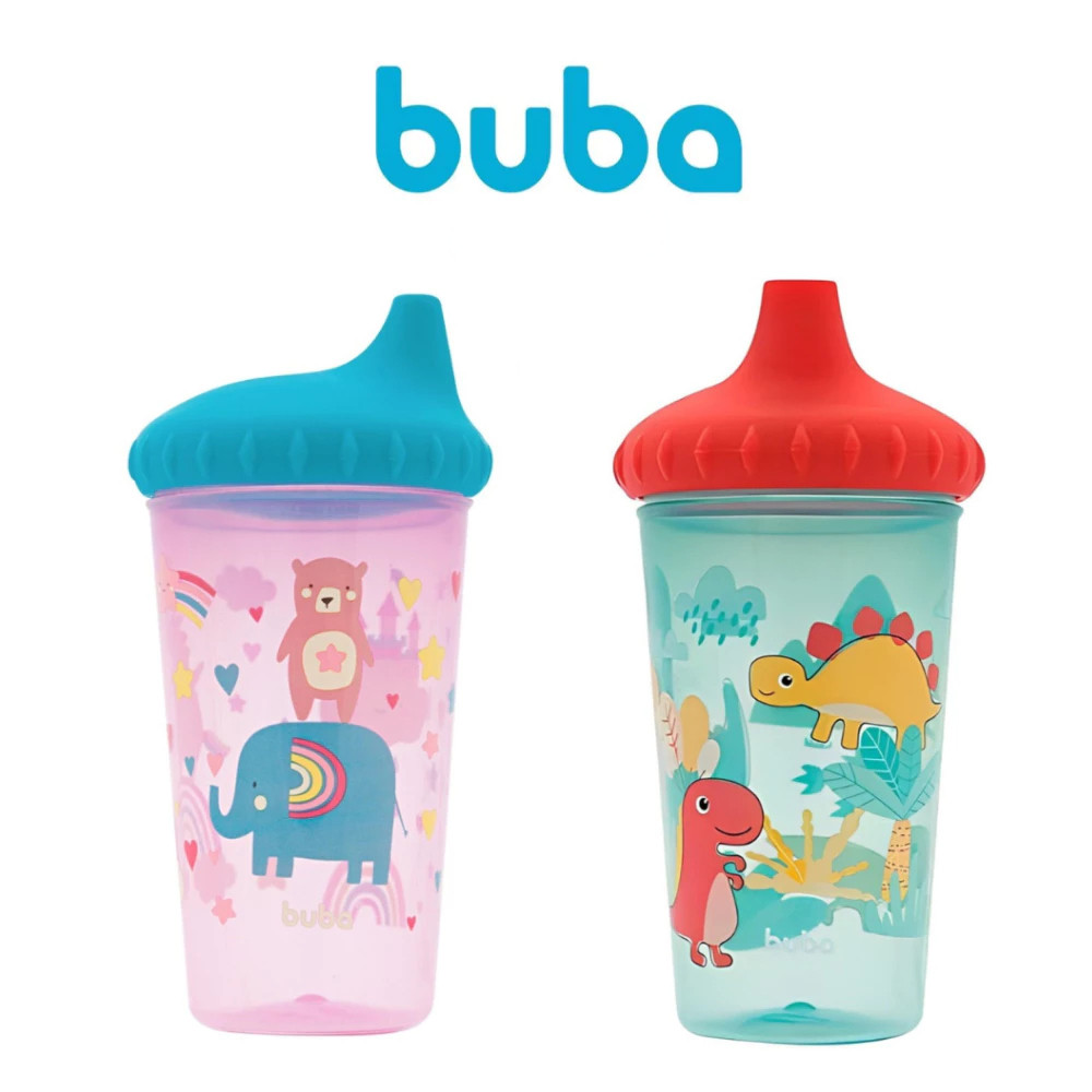 Copo Antivazamento Arco Íris ou Dinossauros 300ml Buba | Shopee Brasil