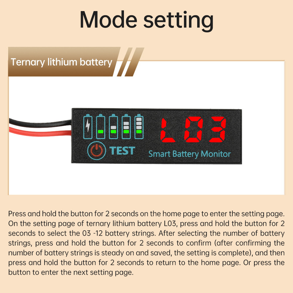 DC 7 55V LED Display di tensione con indicatore di alimentazione e allarme per la ricarica della batteria e il monitoraggio della tensione compatibile con più prodotti chimici della batteria (blu