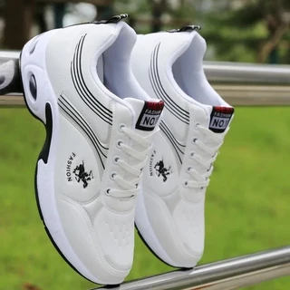 Tênis Casual De Couro De Outono PU Para Moda Masculina 2024 White Wedge
